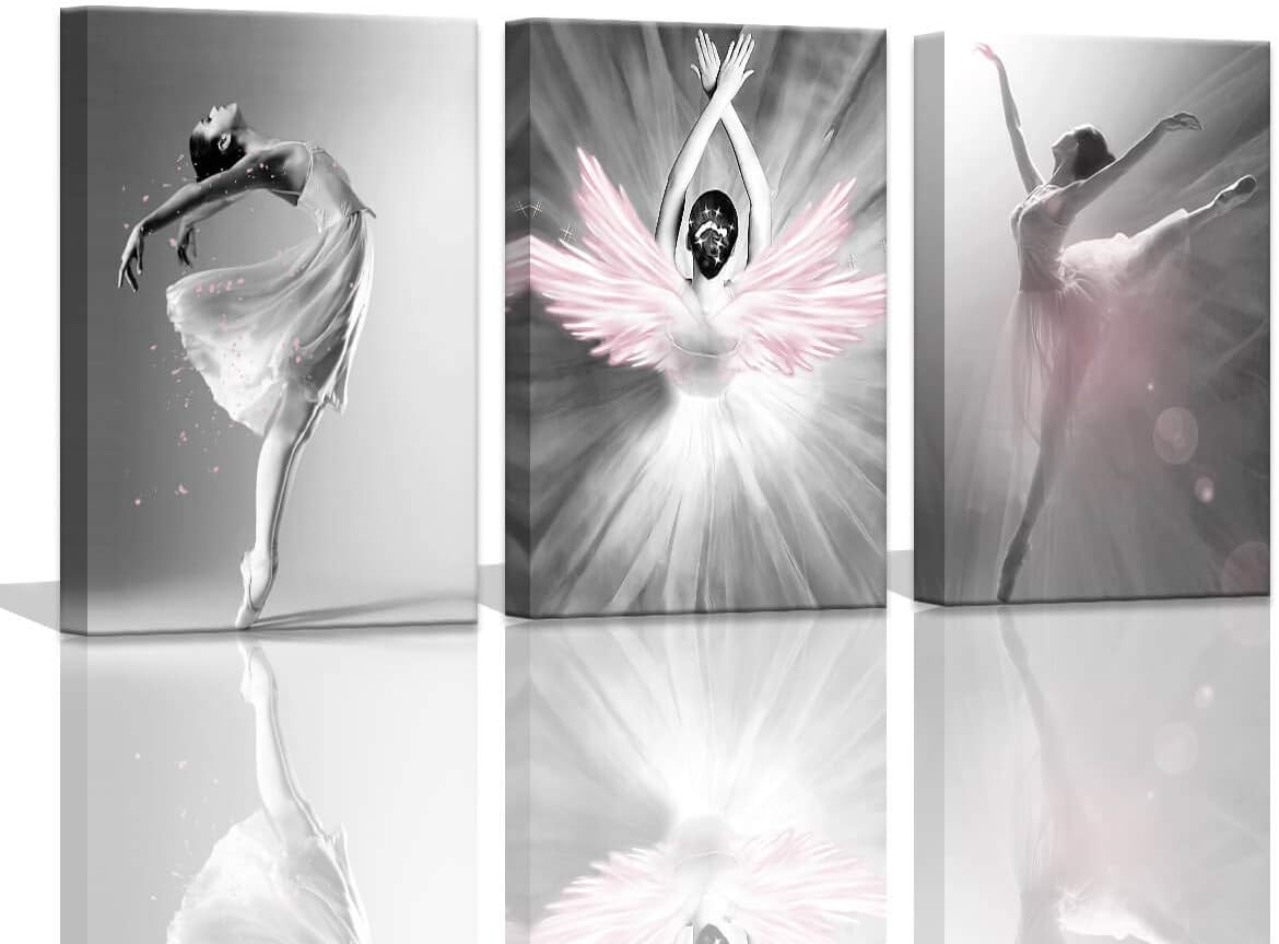 Black Canvas Wall Art — 16" — Black/Pink