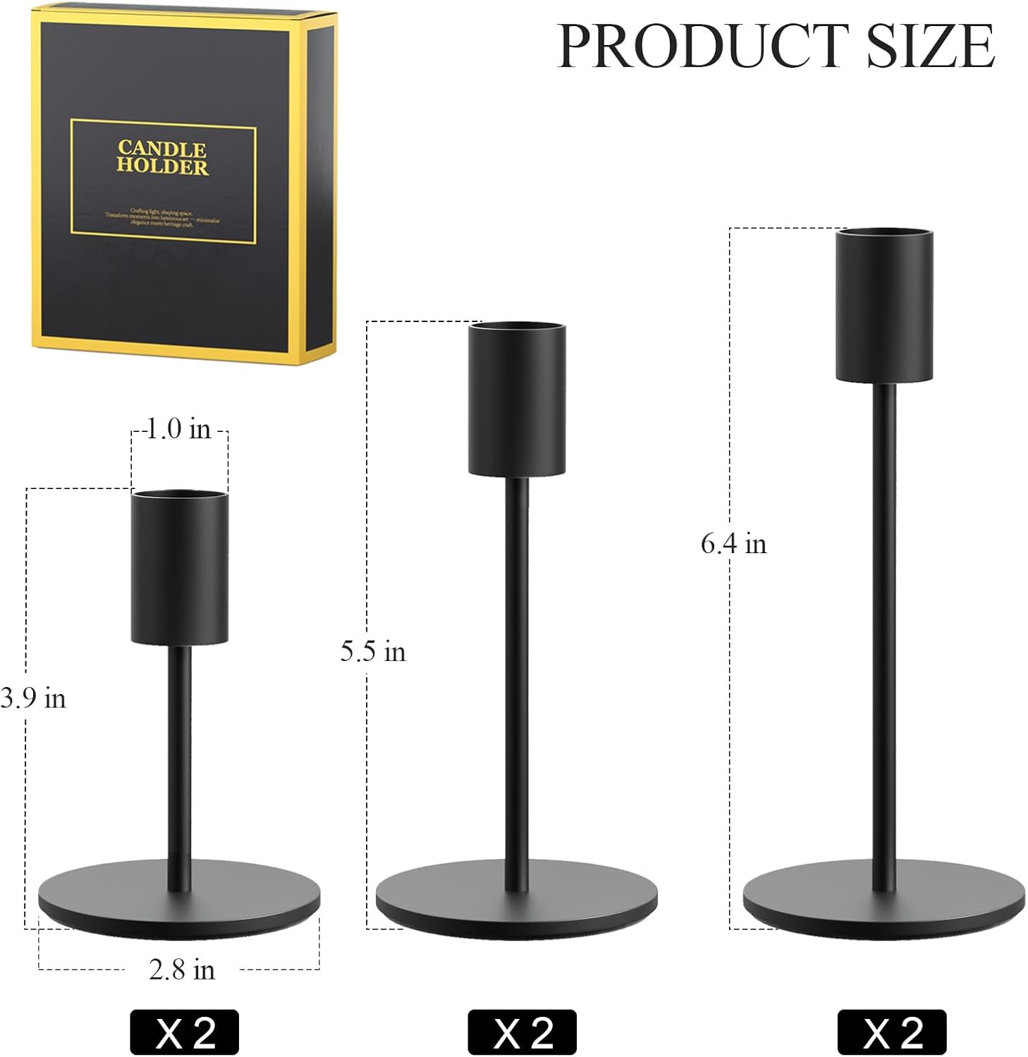 Modern Black Candle — Set of 3 - View 6