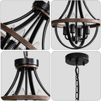 Vintage Farmhouse Black Chandelier — 4-Light - View 2
