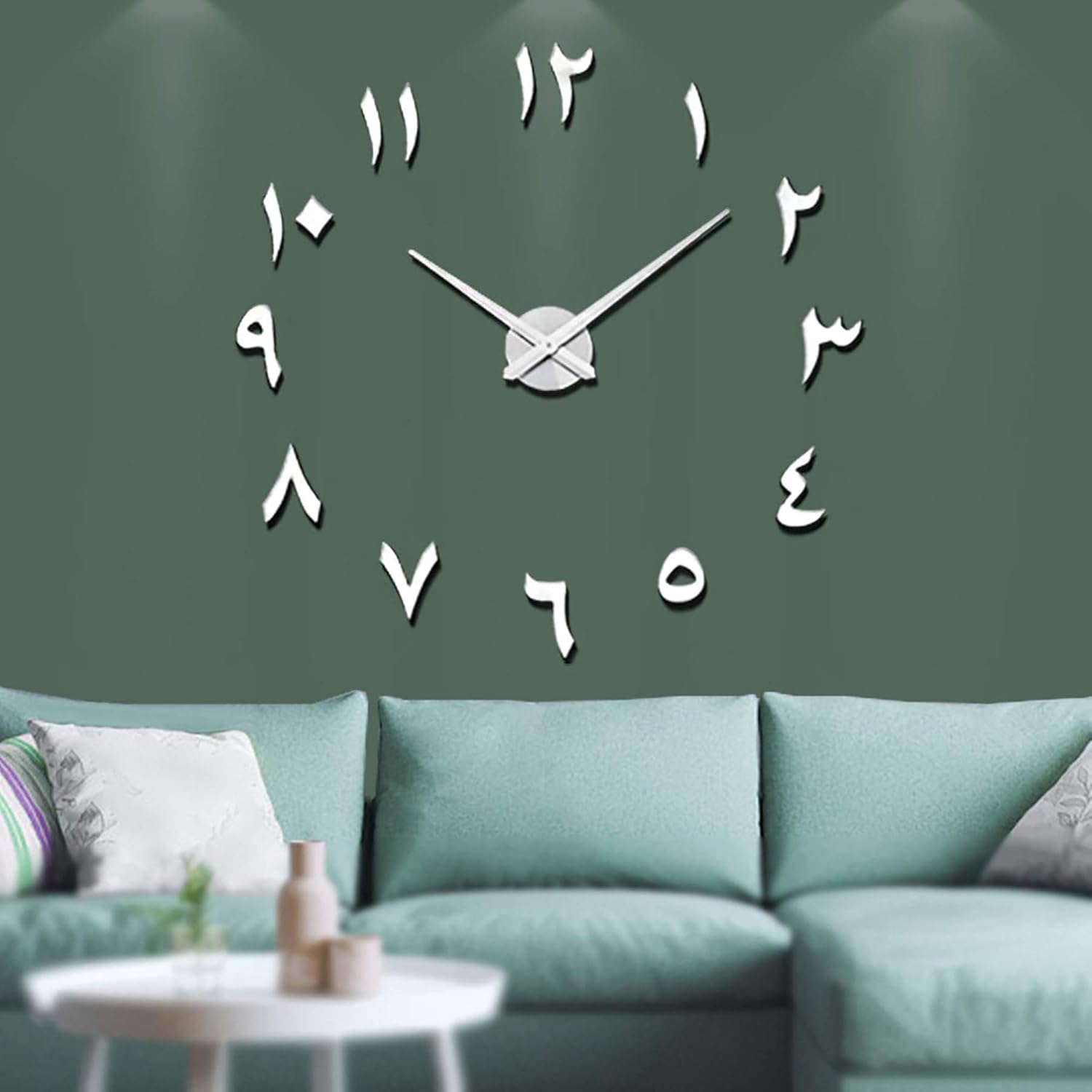 Battery Operated Luxe Black Wall Clock — Silver