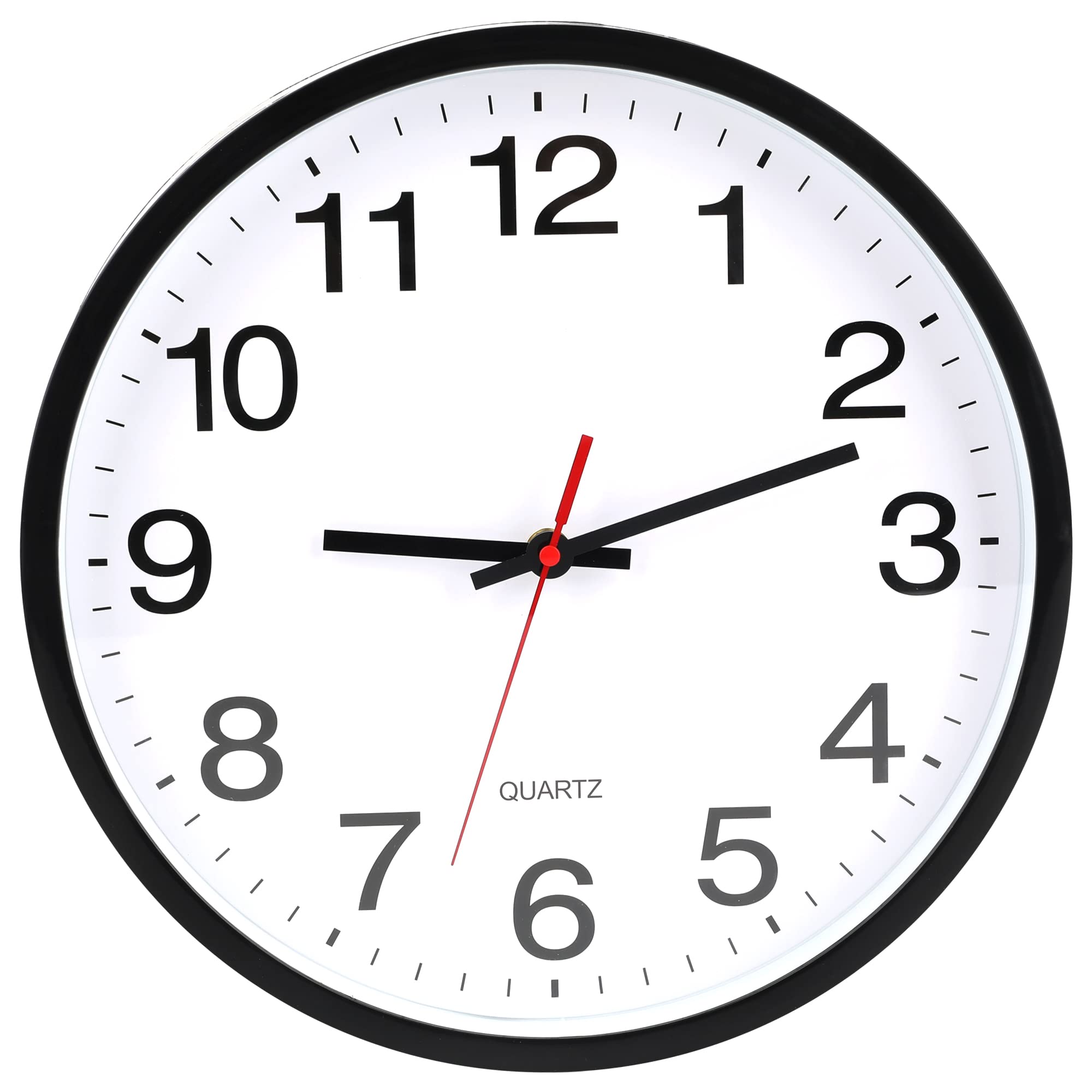 Battery Operated Modern Black Wall Clock — 12"