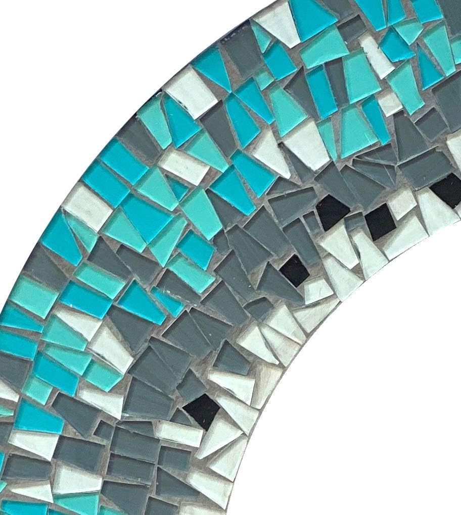Handcrafted Blue Round Mirror — 24" - View 2
