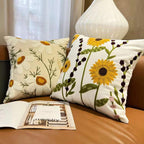 Embroidered Boho Beige Throw Pillow Cover — 18" - View 7
