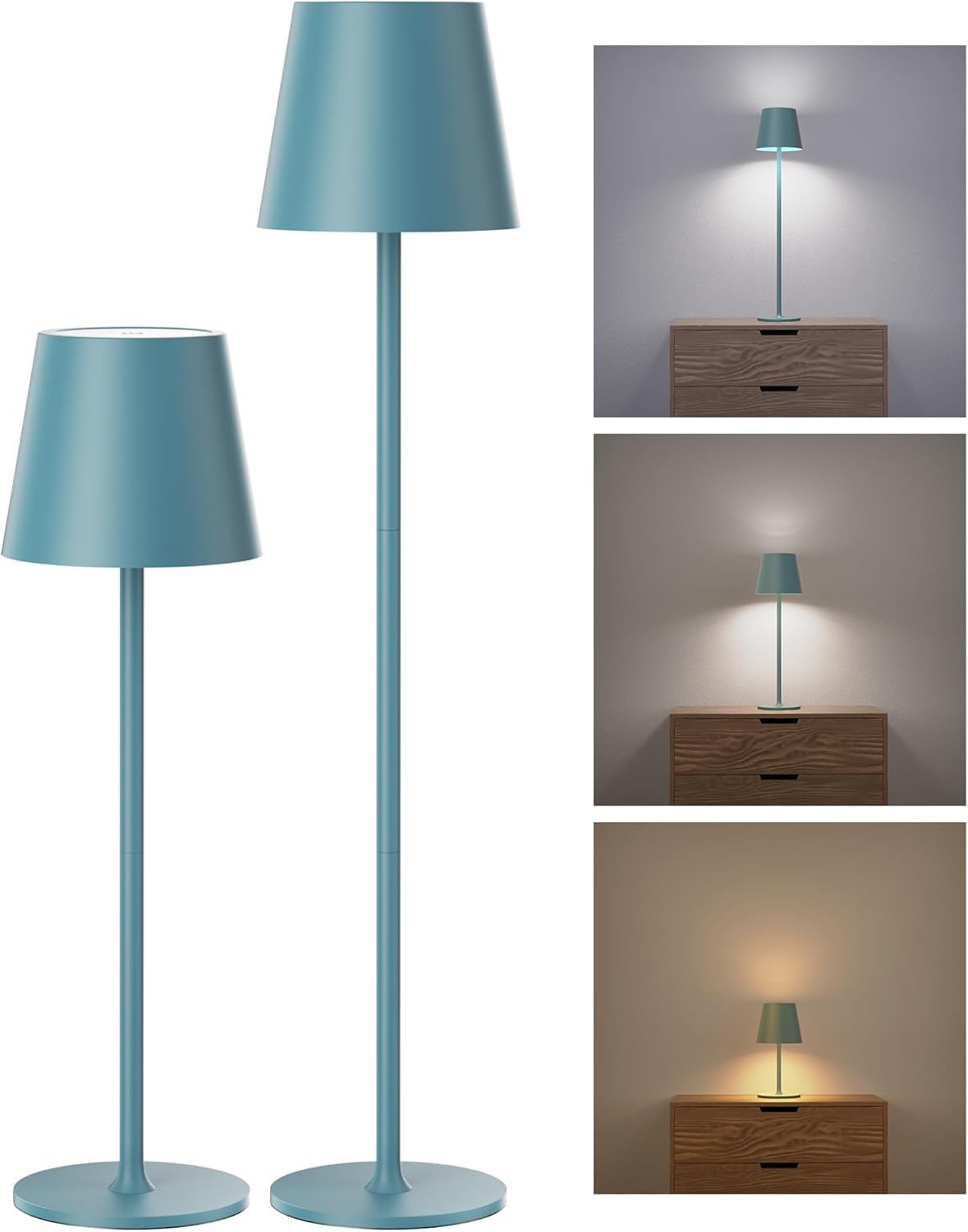 Cordless Black Table Lamp — 2 Pack-Round Base