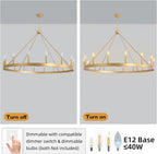 Round Farmhouse Black Chandelier — 16-Light - View 7