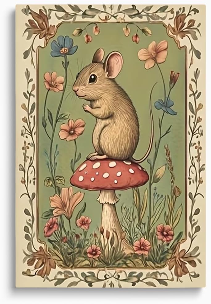 Framed Black Wall Decor — 16" — 02 Mouse on Mushroom