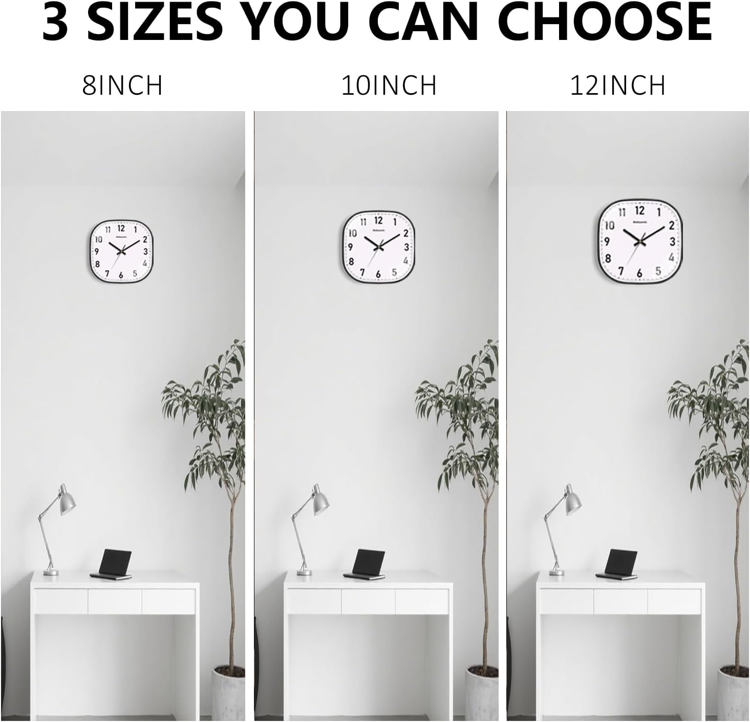 Battery Operated Black Wall Clock — 8" - View 9
