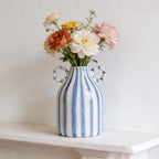 Boho Black Flower Vase — Blue and White