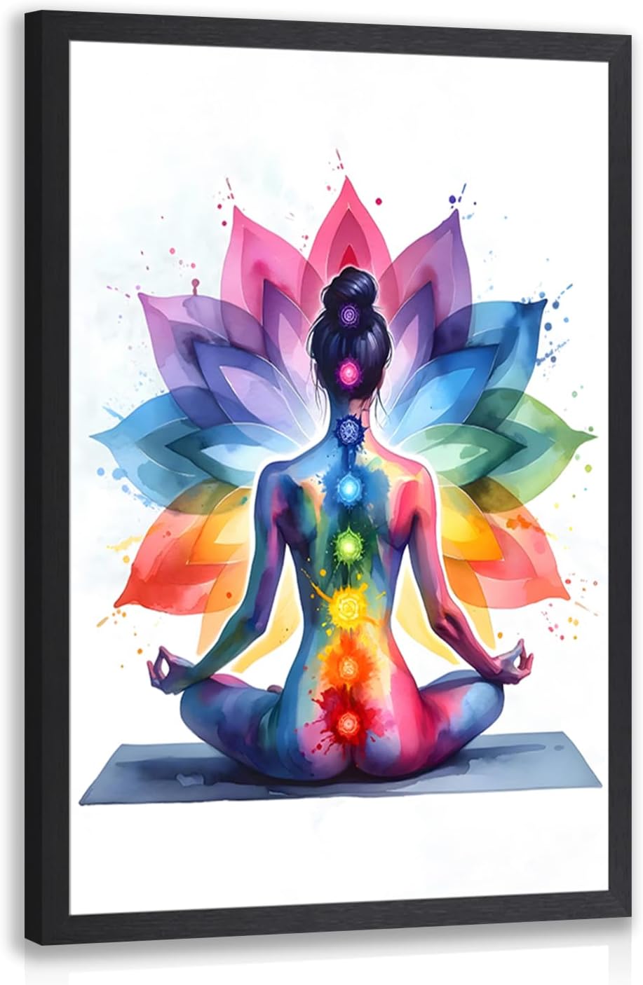 Framed Modern Black Canvas Wall Art — 16" — Colorful(Wood)
