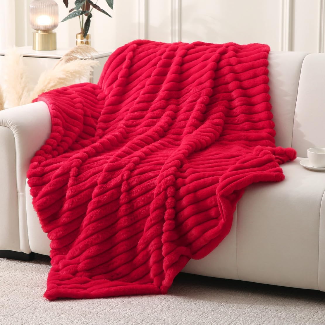 Beige Throw Pillow — 51" — Red