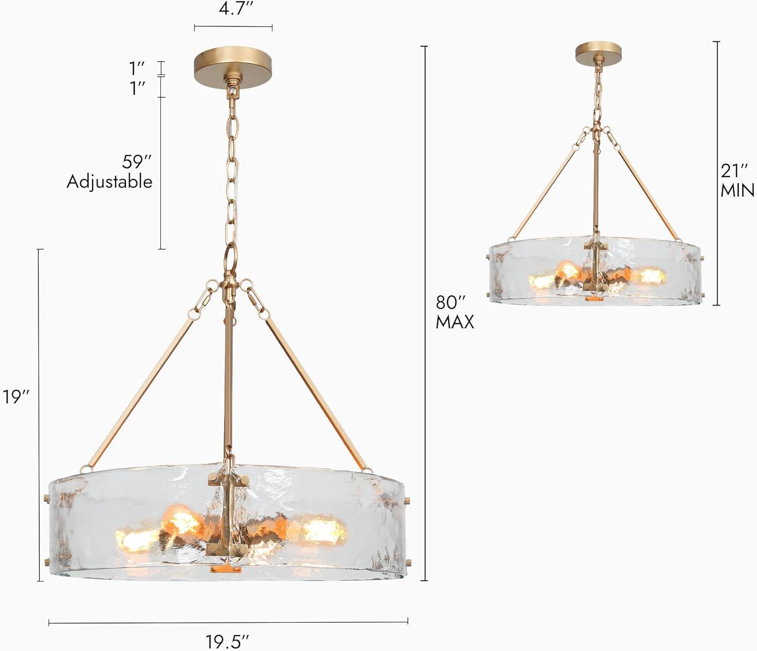 Luxe Metal Chandelier — 4-Light - View 5