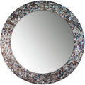 Round Luxe Beige Wall Mirror — 24" — Silver