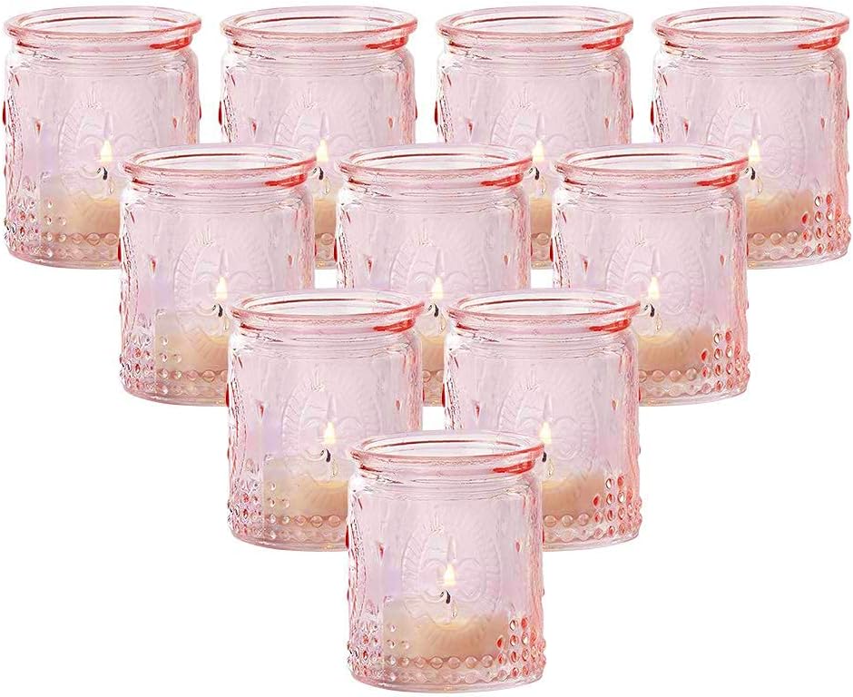 Vintage Blue Candle — Set of 4 — Pink