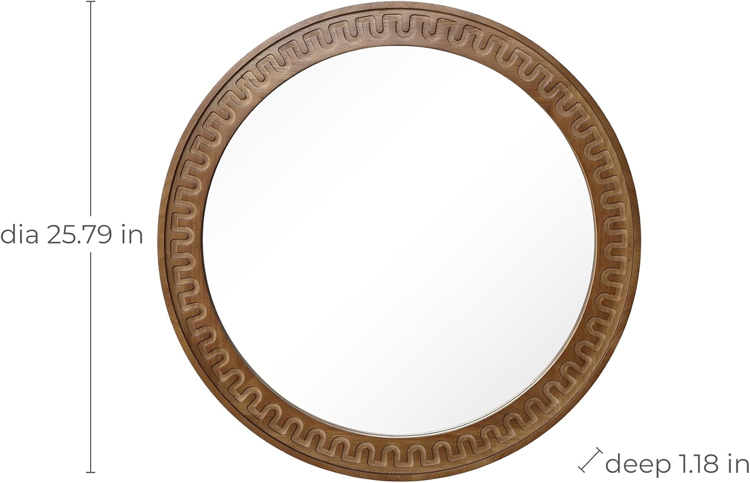 Round Farmhouse Wood Wall Mirror — 25.8" - View 2