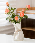 Modern Beige Flower Vase — 6" — White Ceramic