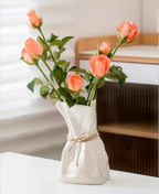 Modern Beige Flower Vase — 6" — White Ceramic
