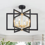 Modern Black Chandelier — 6-Light — Gold and Black 6-Light