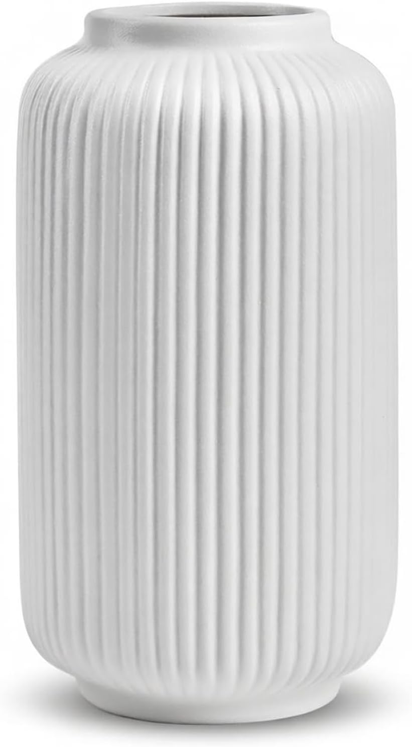 Modern Black Flower Vase — 8" — Matte White02