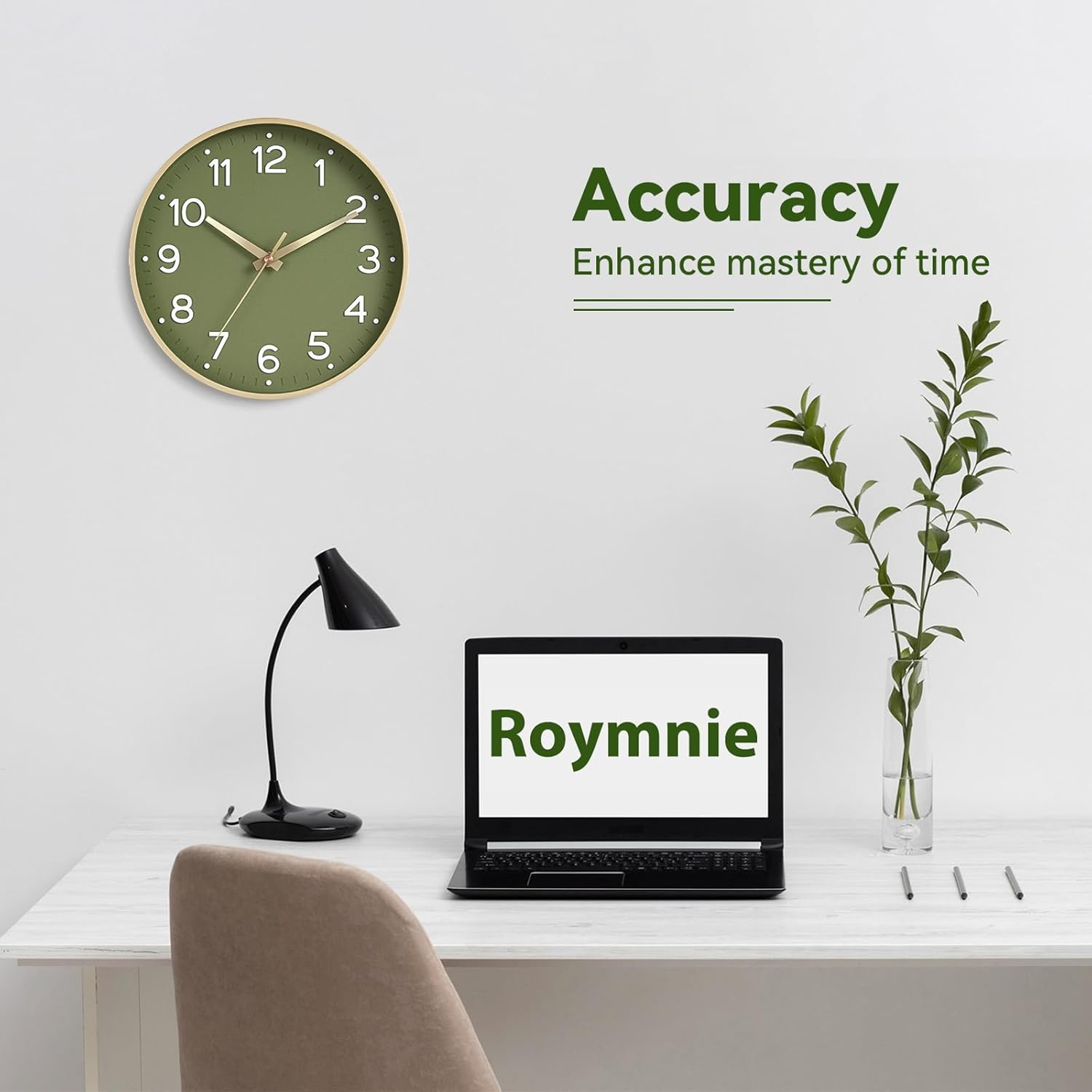 Battery Operated Luxe Black Wall Clock — 8" - View 4