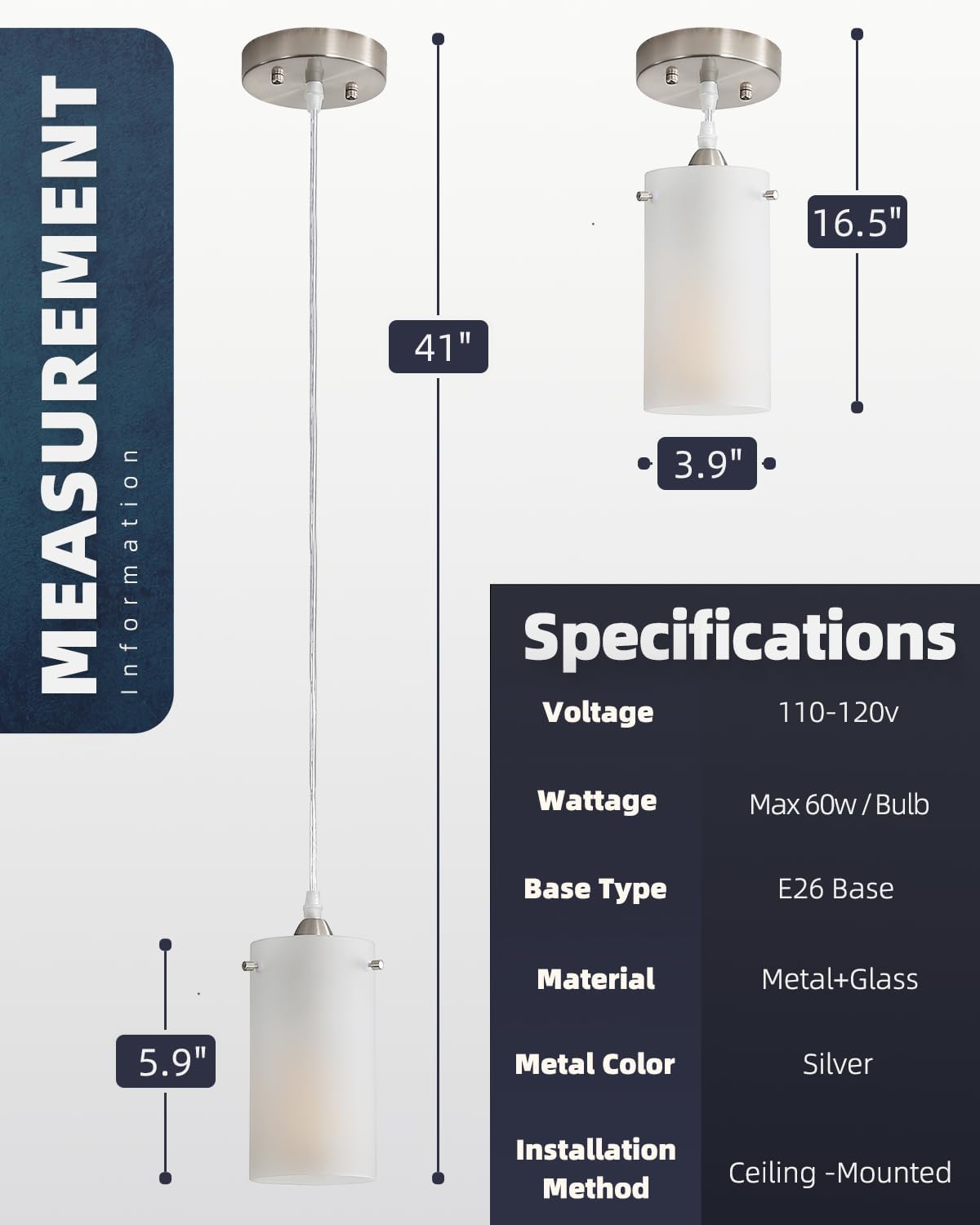 Adjustable Modern Black Chandelier — 1-Light - View 6