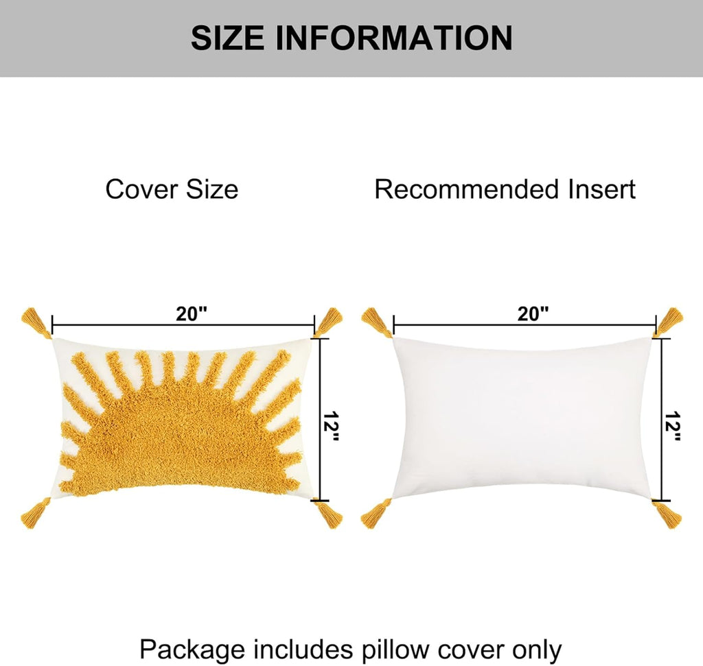 Tufted Boho Beige Throw Pillow Cover — 20" - View 5
