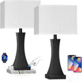 Dimmable Black Bedside Lamp — 21.6" — Black Set of 2