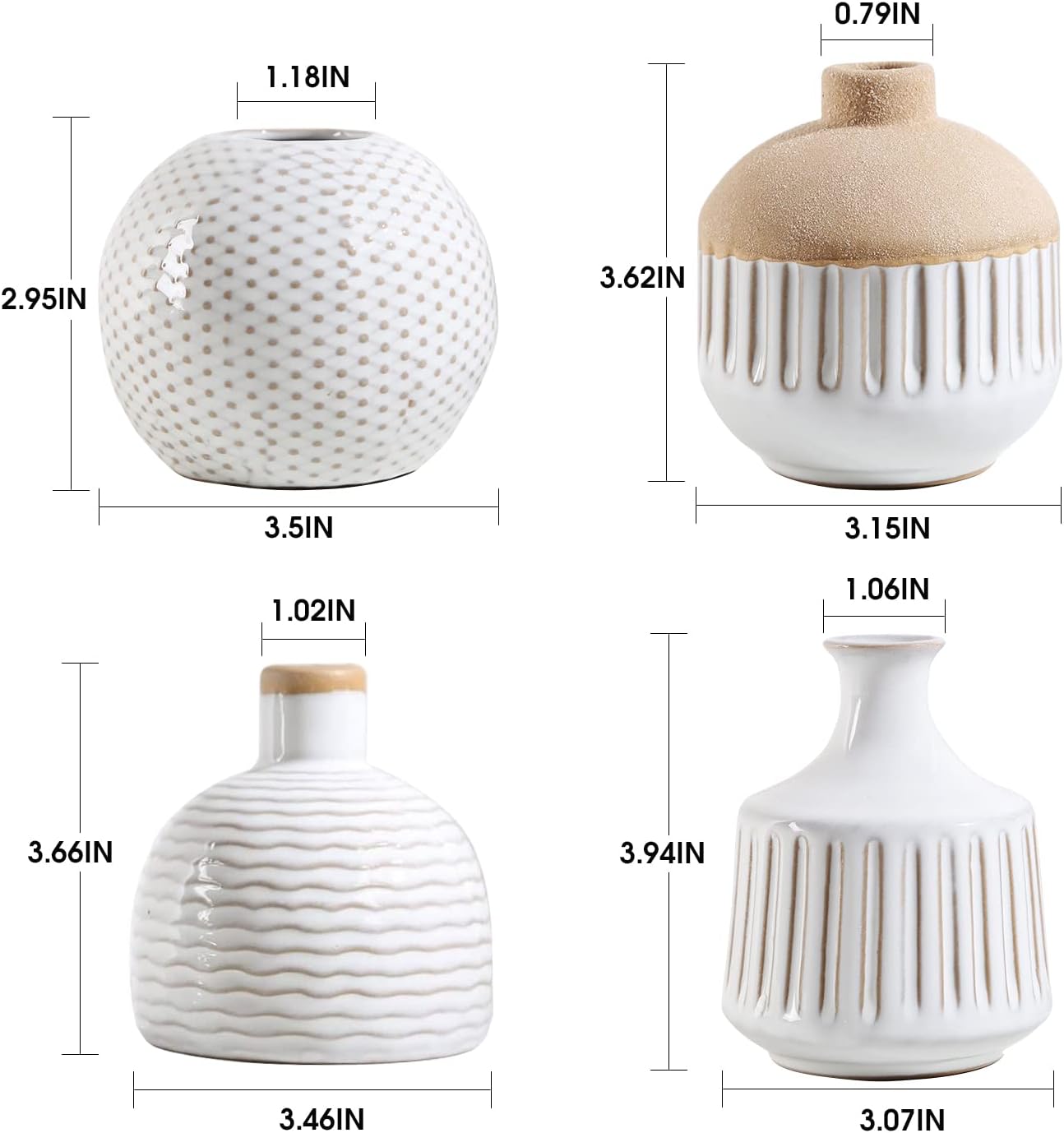 Vintage Boho White Artificial Plant — Set of 4 - View 5