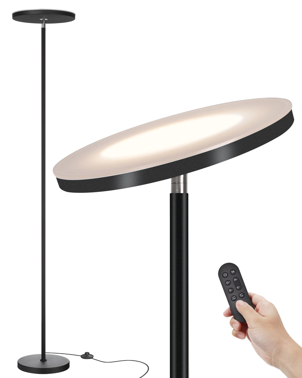 Dimmable Modern Black Floor Lamp — 69"