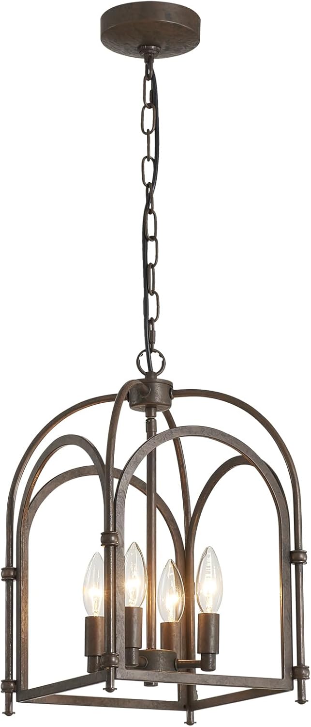 Farmhouse Black Chandelier — 4-Light — AJ-029-rust