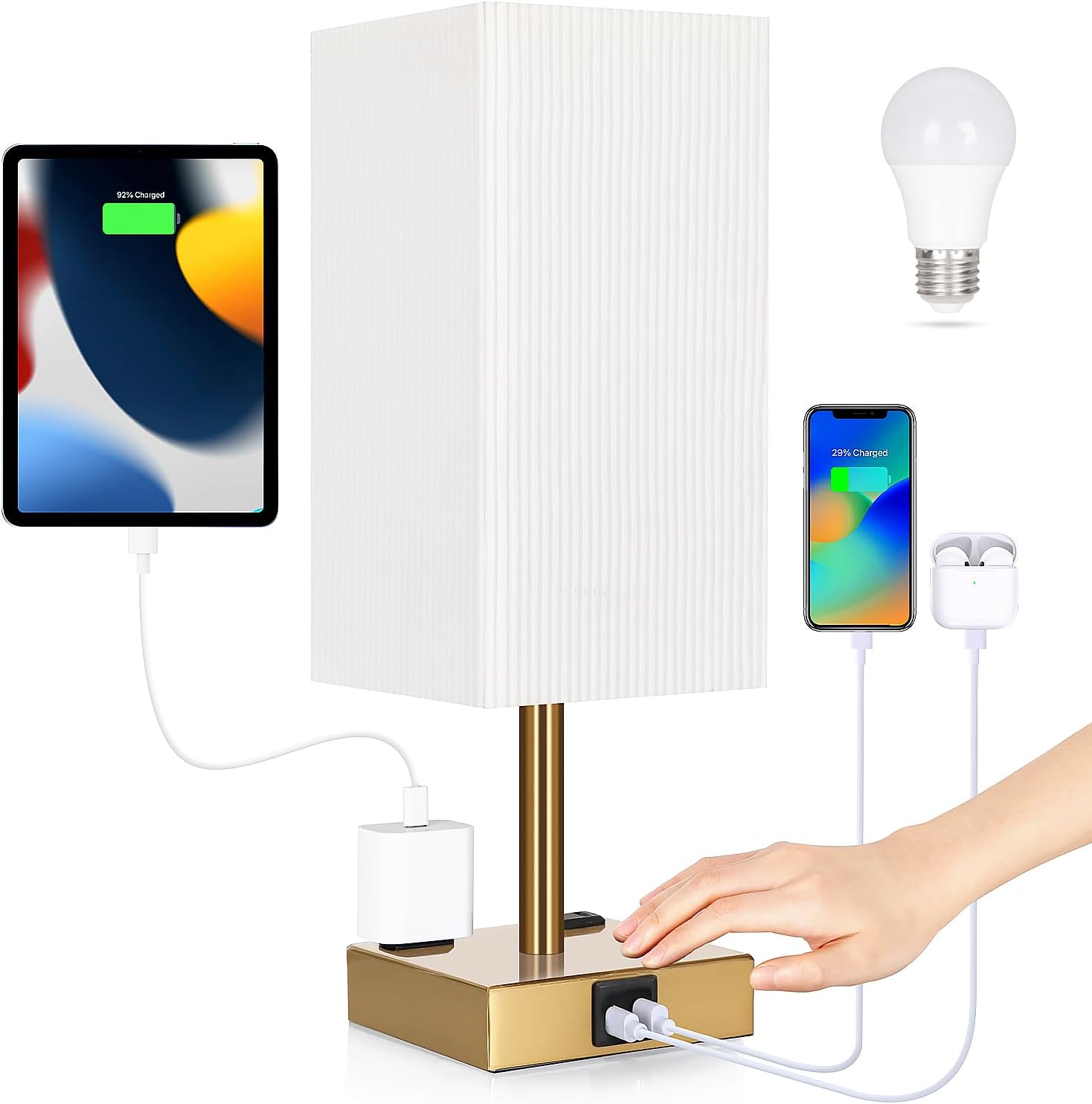 Dimmable Black Table Lamp — Pleated