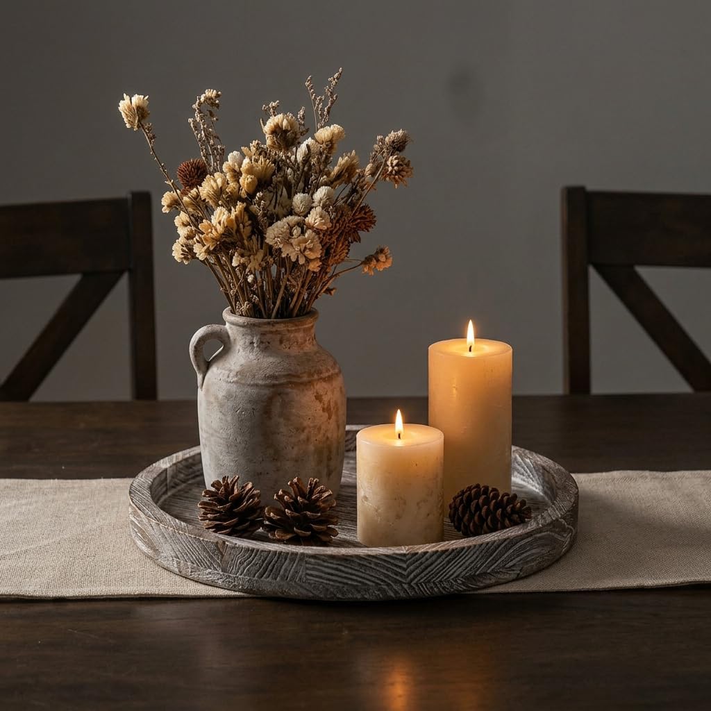 Round Farmhouse Brown Candle - View 2