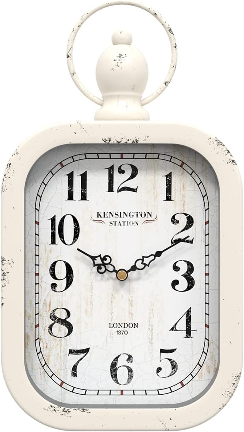 Battery Operated Farmhouse Black Wall Clock — 15.5" — White