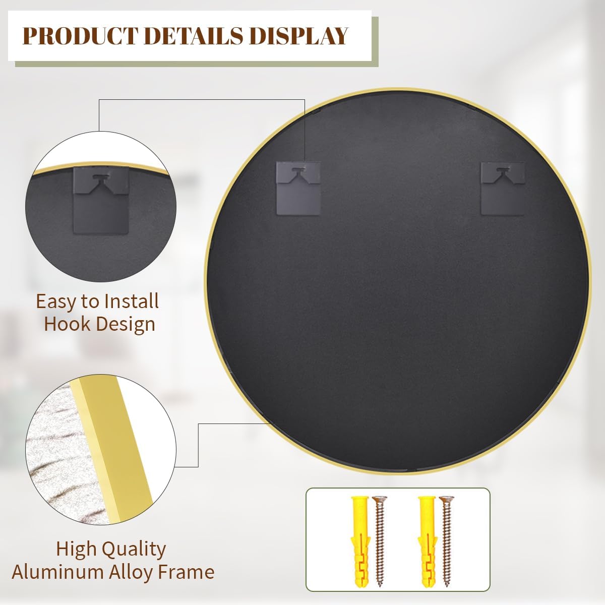 Luxe Black Round Mirror — 24" - View 4
