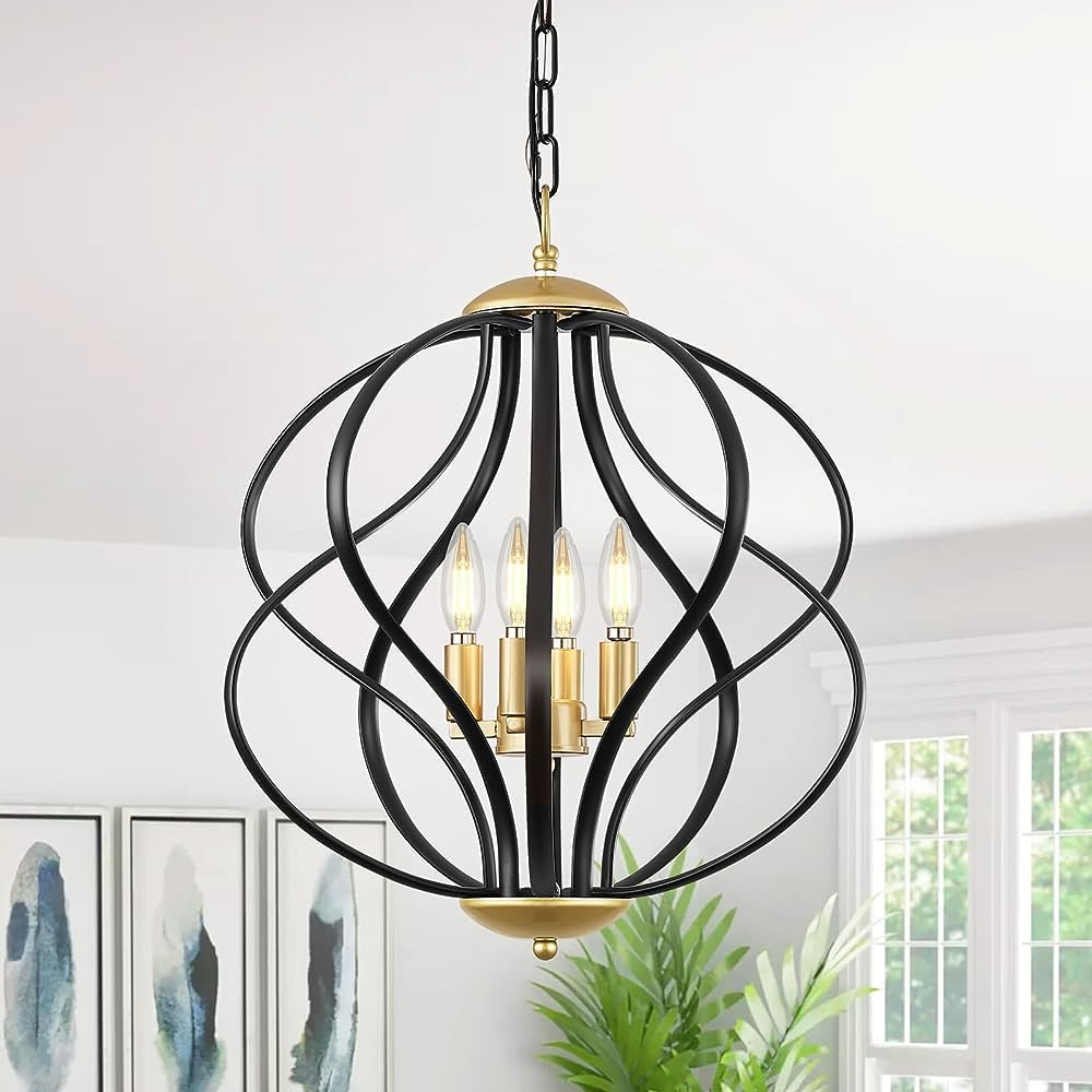 Modern Black Chandelier — 4-Light — 4-Light
