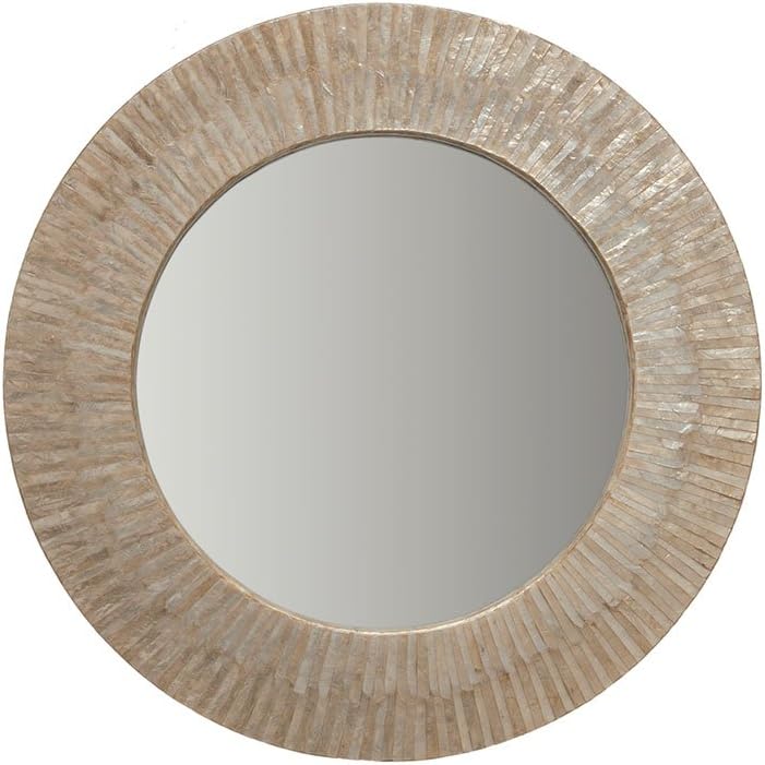 Round Wood Wall Mirror — Seashell - Gold Hue