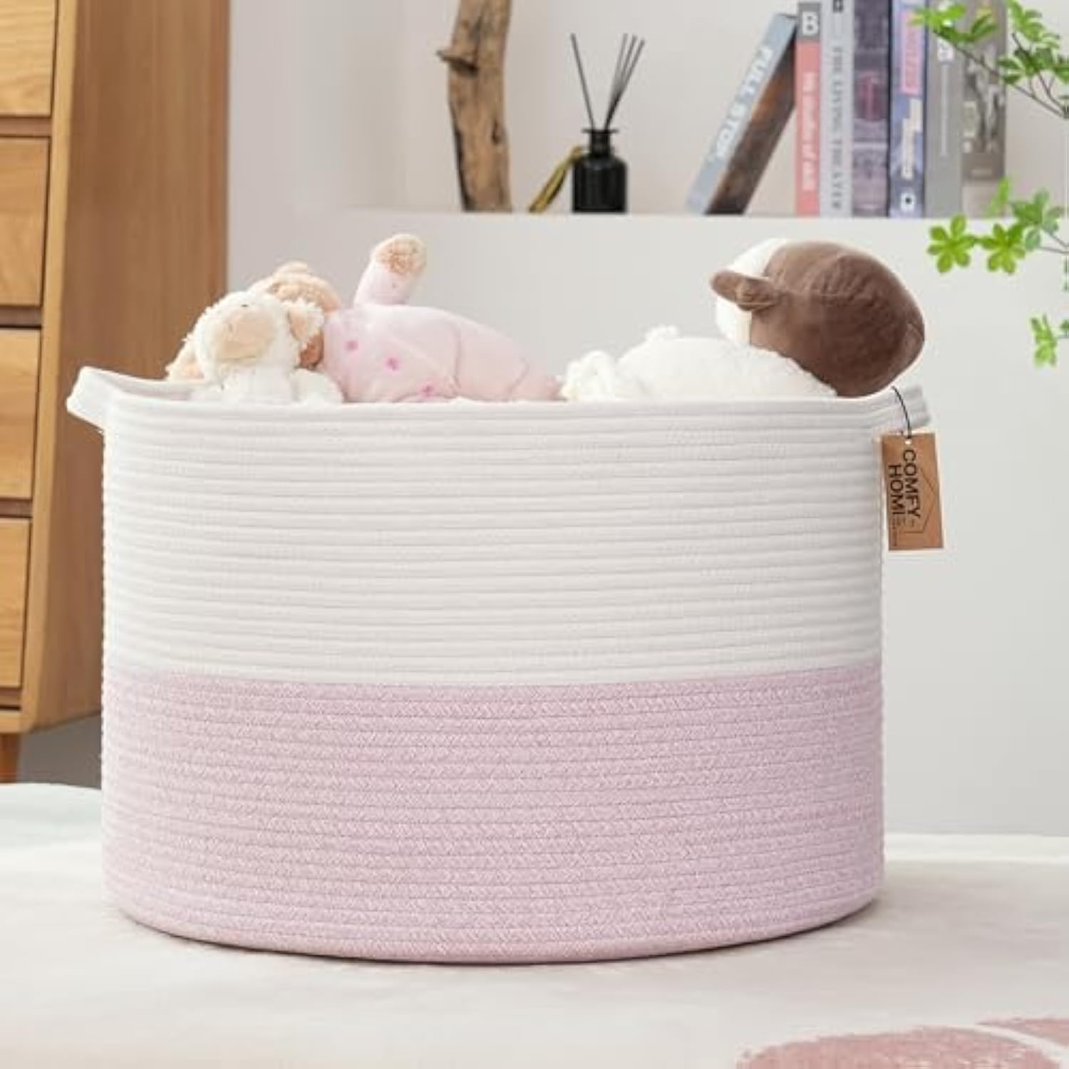Boho Black Throw Pillow — 21" — light pink