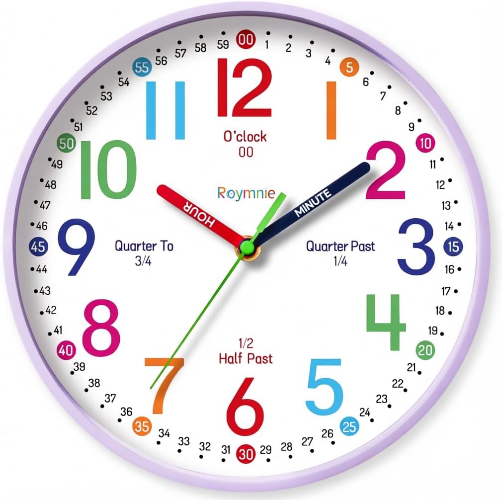 Battery Operated Blue Wall Clock — 14" — Light Purple