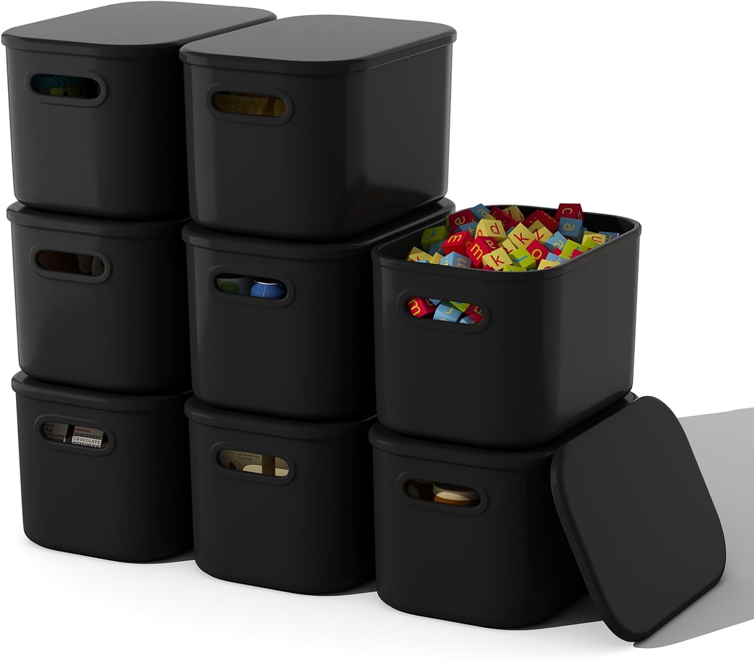 Black Storage Bin — 7" — 8 Pack