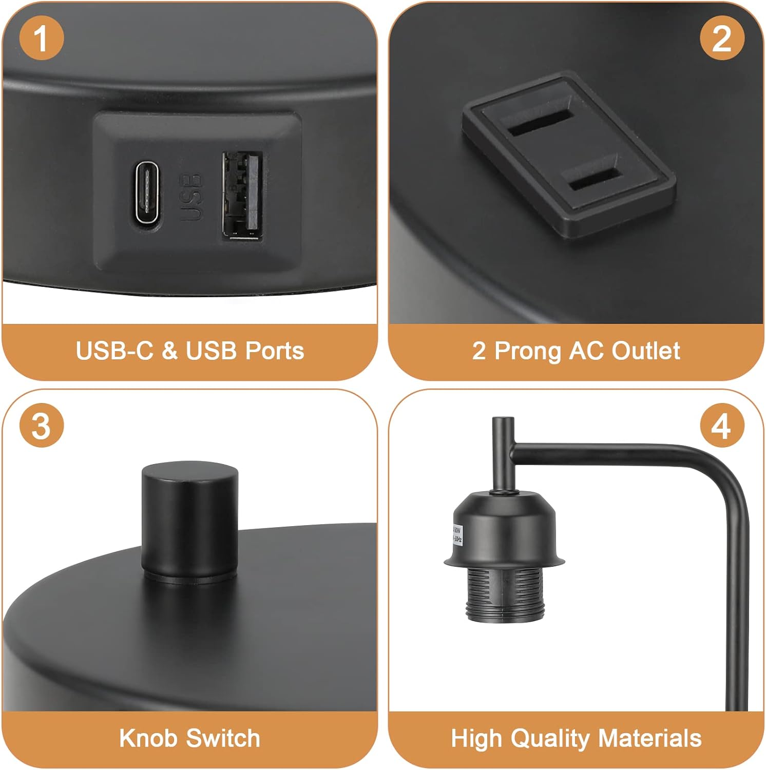 Dimmable Brown Nightstand Lamp - View 6
