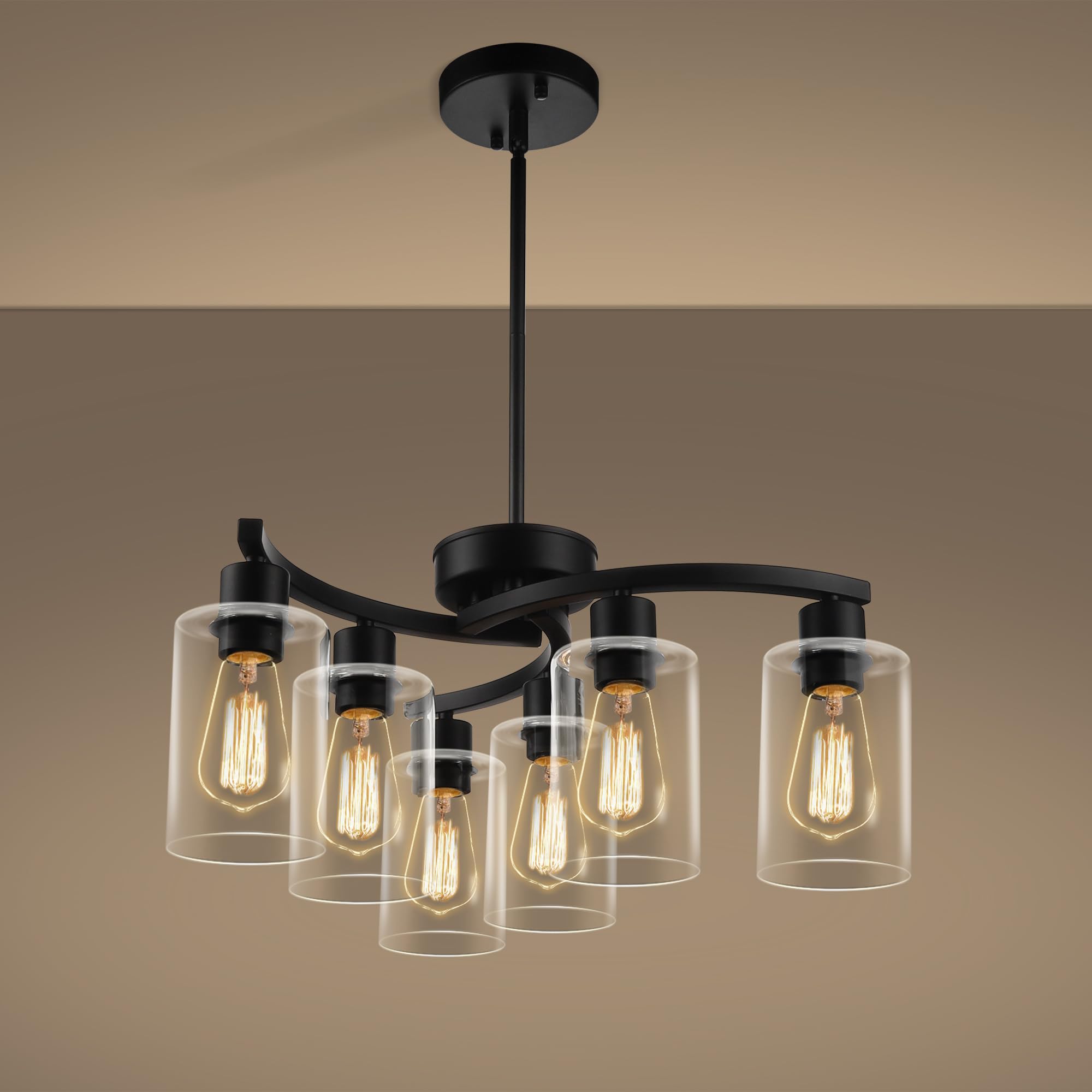 Adjustable Farmhouse Black Chandelier — 6-Light