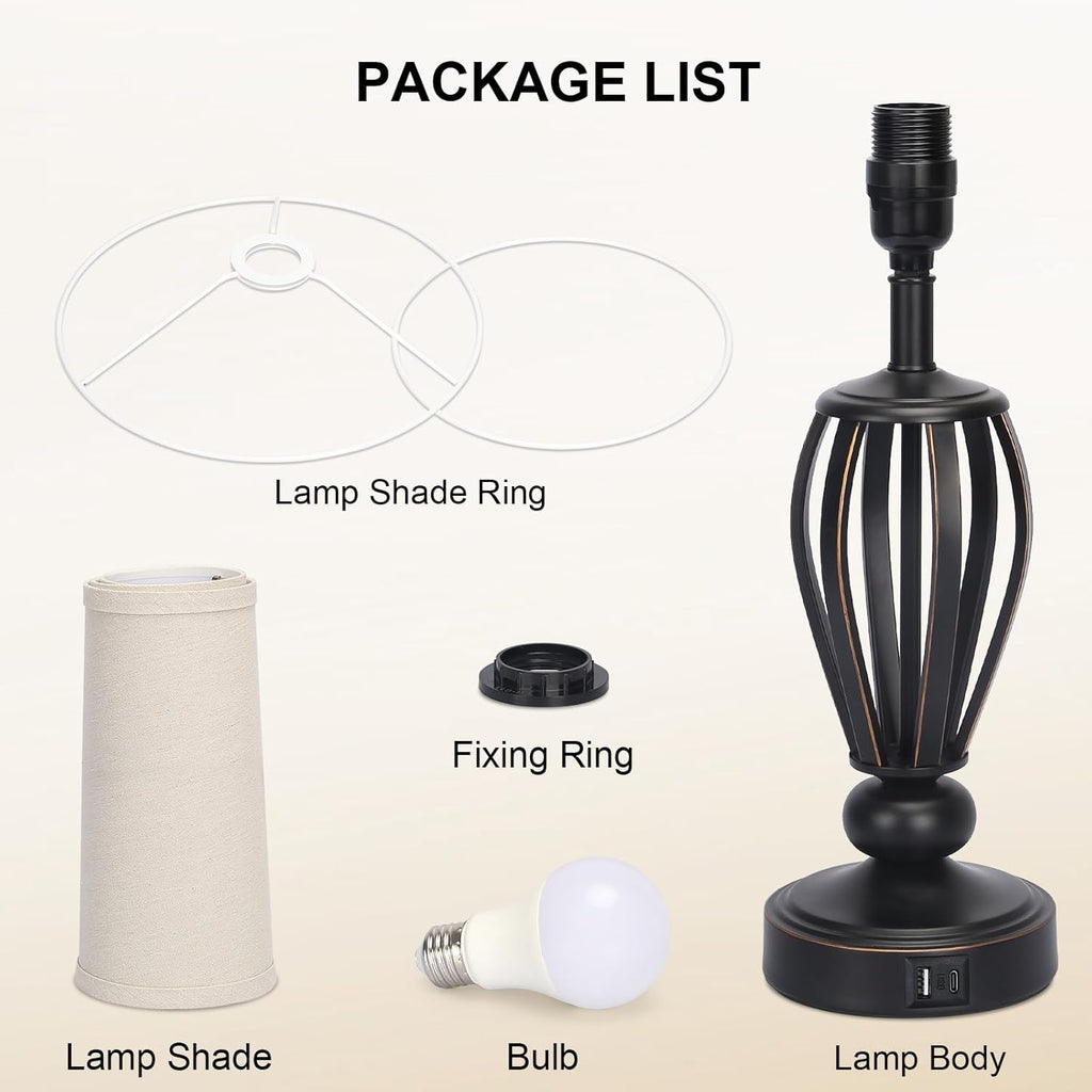 Dimmable Farmhouse Metal Bedside Lamp - View 8