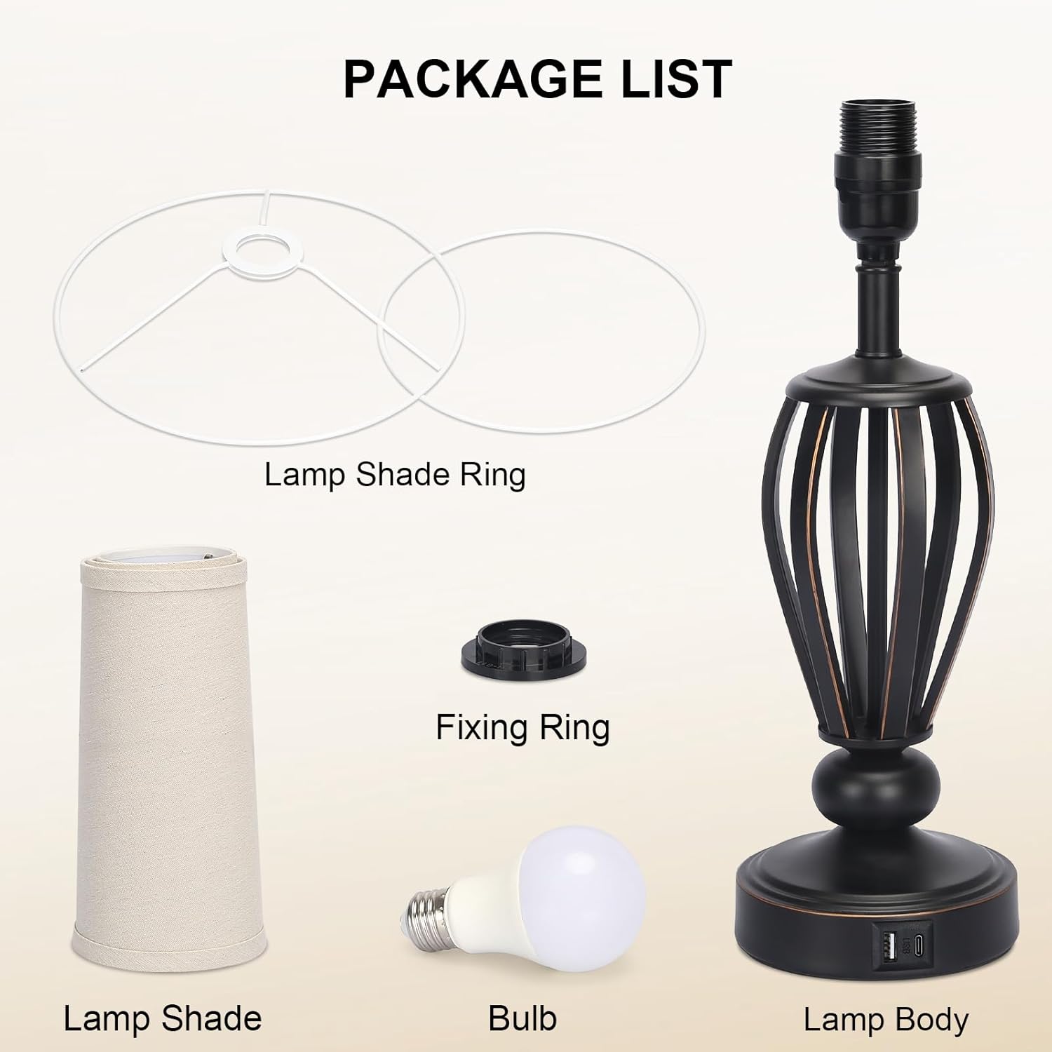 Dimmable Farmhouse Metal Bedside Lamp - View 8
