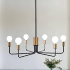 Farmhouse Black Chandelier — 6-Light — 6 Lights-Black and Gold