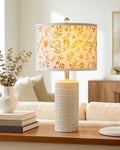 Dimmable Modern Beige Bedside Lamp — 23" — Single - Floral