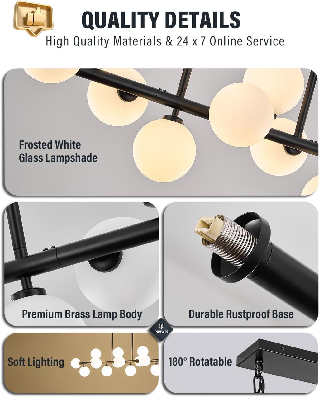 Mid-Century Black Chandelier — 16-Light - View 5