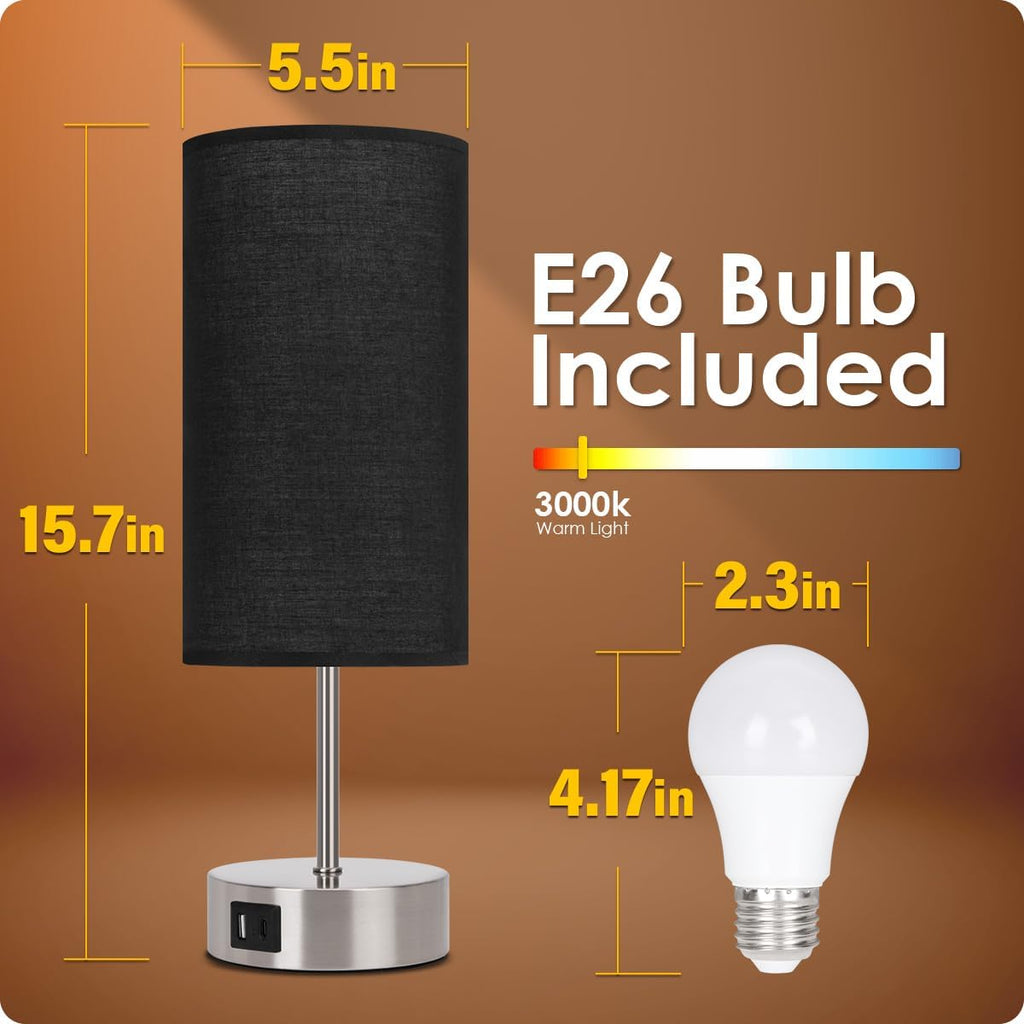 Dimmable Black Bedside Lamp - View 6