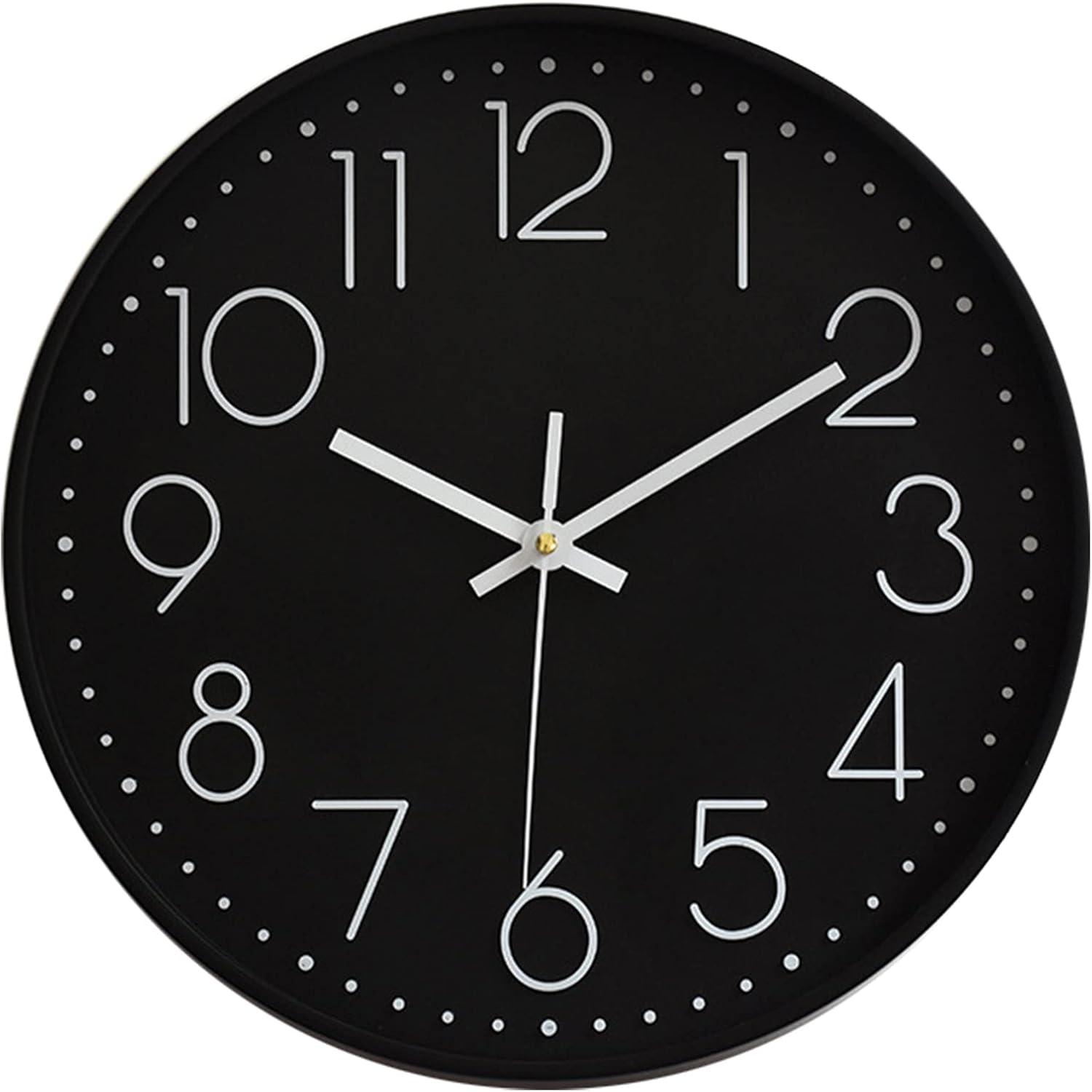 Battery Operated Black Wall Clock — 12" — Black 2