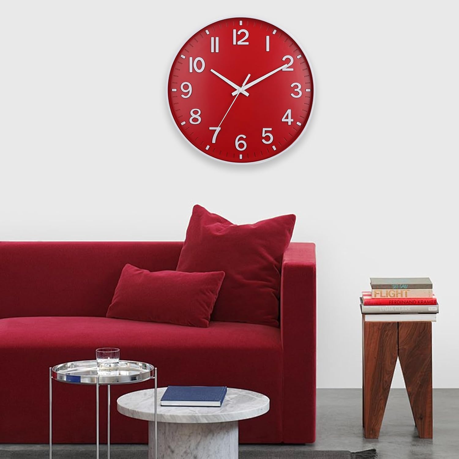 Battery Operated Modern Black Wall Clock — 12" - View 6