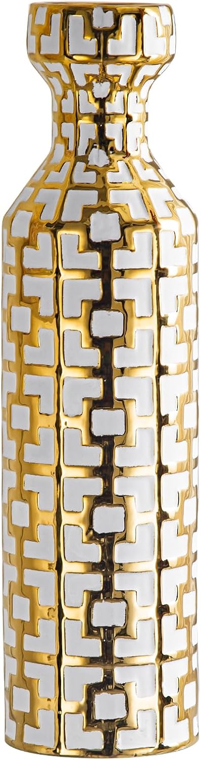 Modern Black Flower Vase — 4" — White With Gold