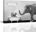 Black Wall Art — 24" — Black & White Elephant Family